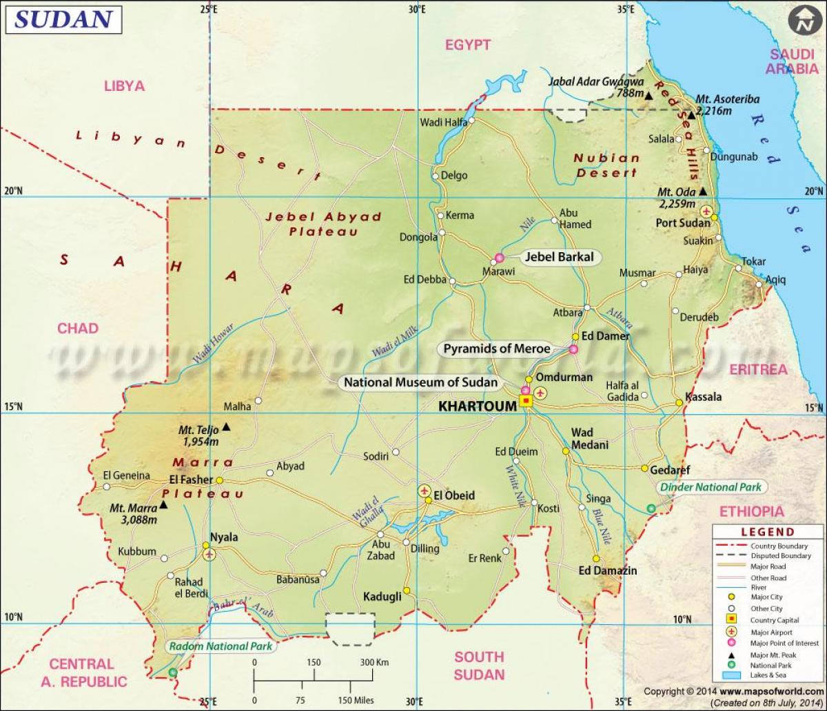 Mapa de Sudán cidades